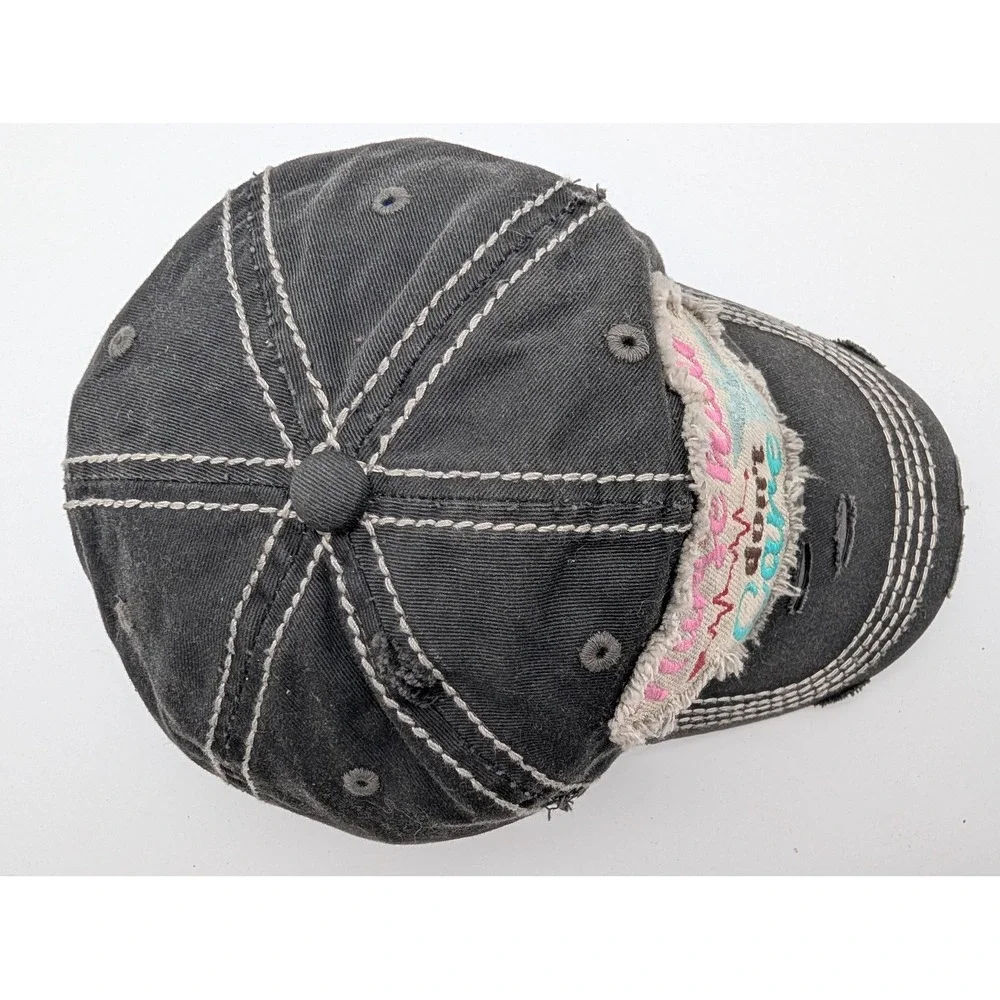 KBETHOS Vintage Nurse Hair Don't Care Distressed Baseball Cap Charcoal Gray Hat